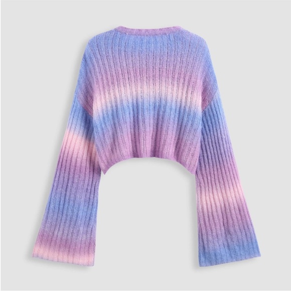 CIDER Wool-blend Gradient Striped Bell Sleeve Sweater - Picture 3 of 7